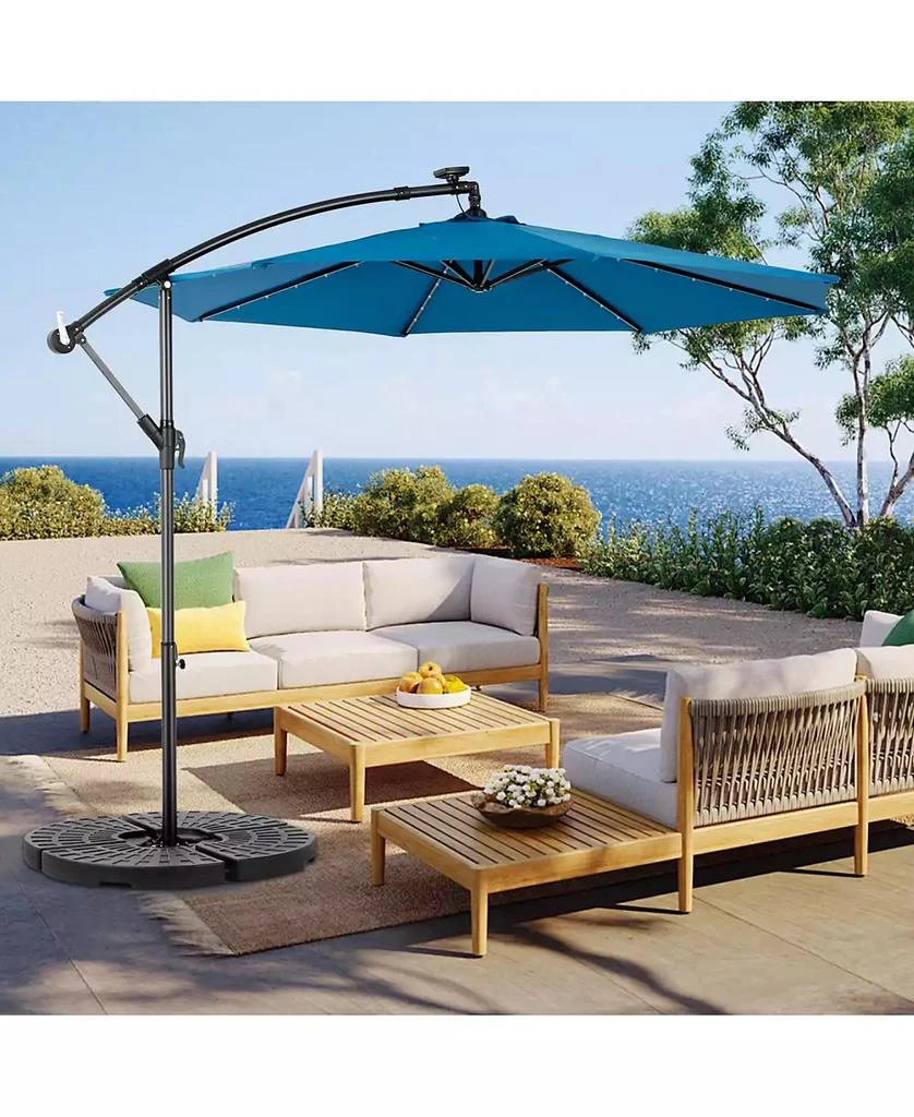 Streamdale Furniture 10ft Solar LED Offset Hanging Market Patio Umbrella 4