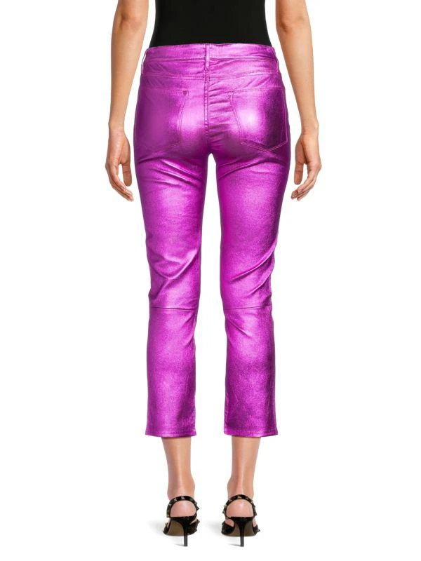 FRAME Le High Metallic Leather Cropped Straight Pants 2