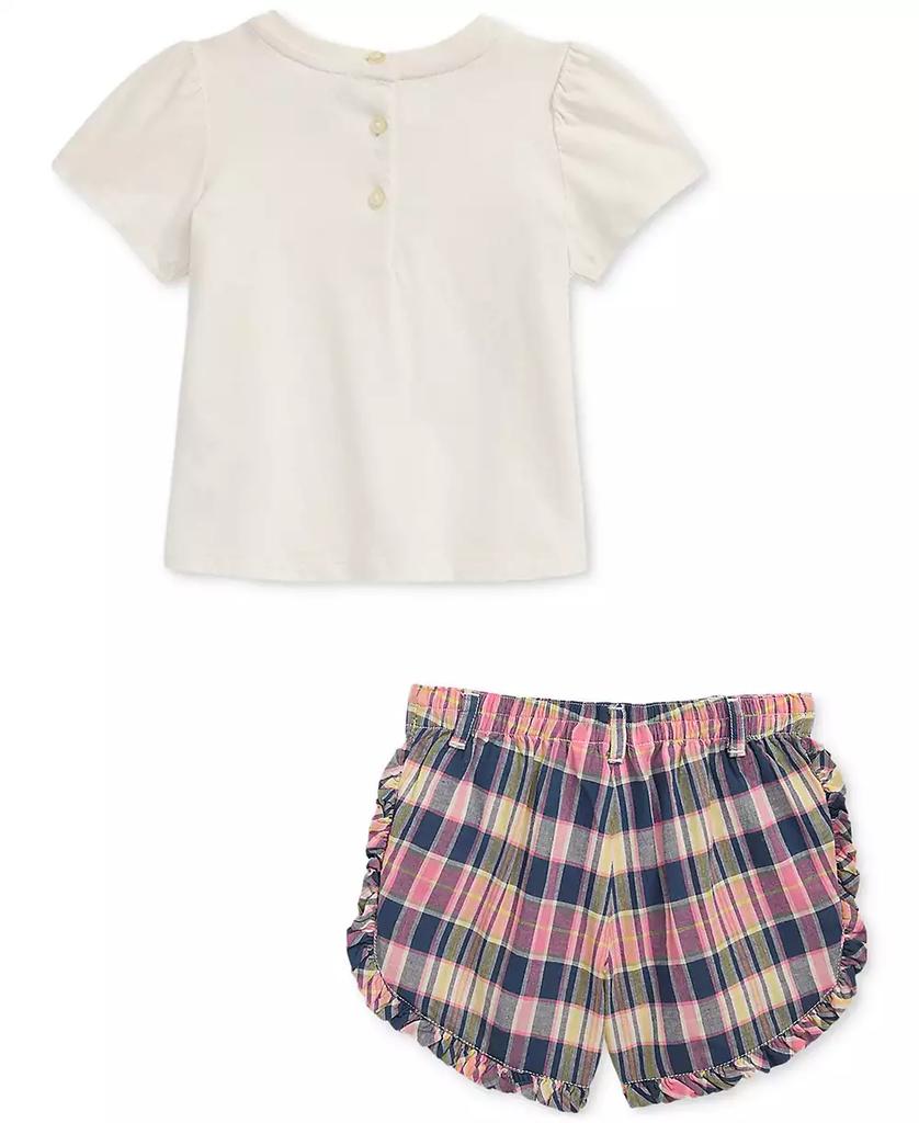 Ralph Lauren Baby Girls Polo Bear Tee & Madras Shorts Set