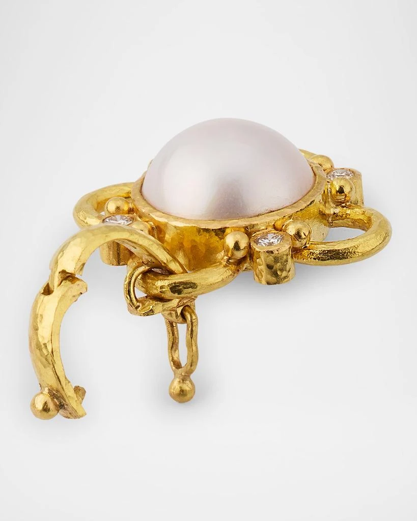 Elizabeth Locke 19K Yellow Gold 14mm Mabe Pearl Pendant with Four Diamonds 4