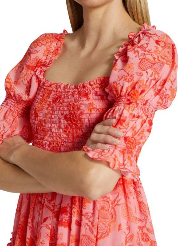 Cinq à Sept Jacky Puff-Sleeve Smocked Minidress 4
