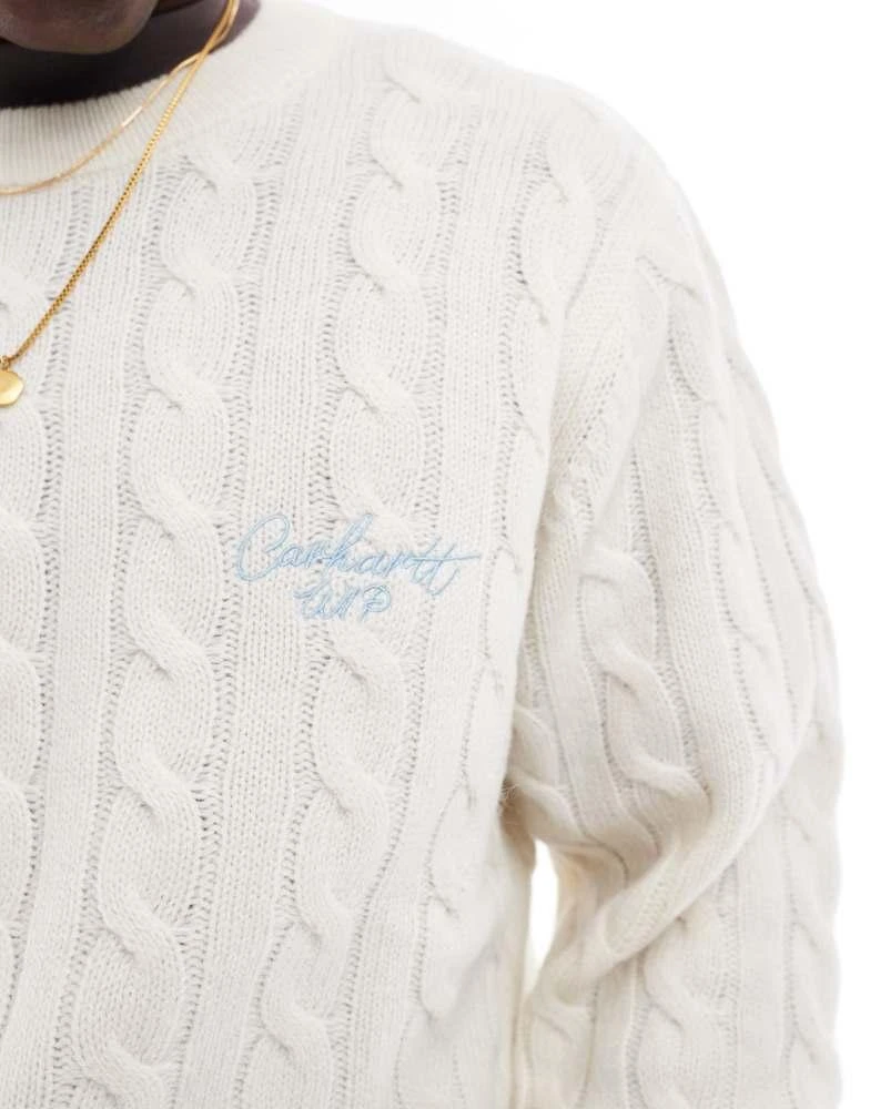Carhartt WIP Carhartt WIP signature cable knit jumper in cream 3