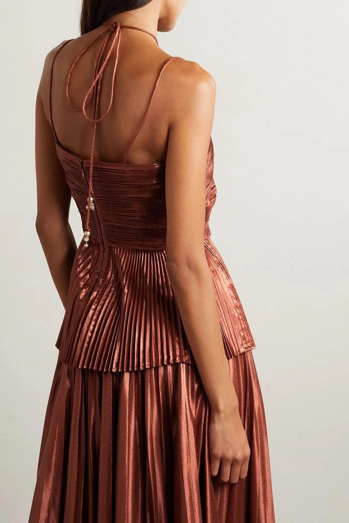 Altuzarra Justin cutout plissé-lamé halterneck top 3