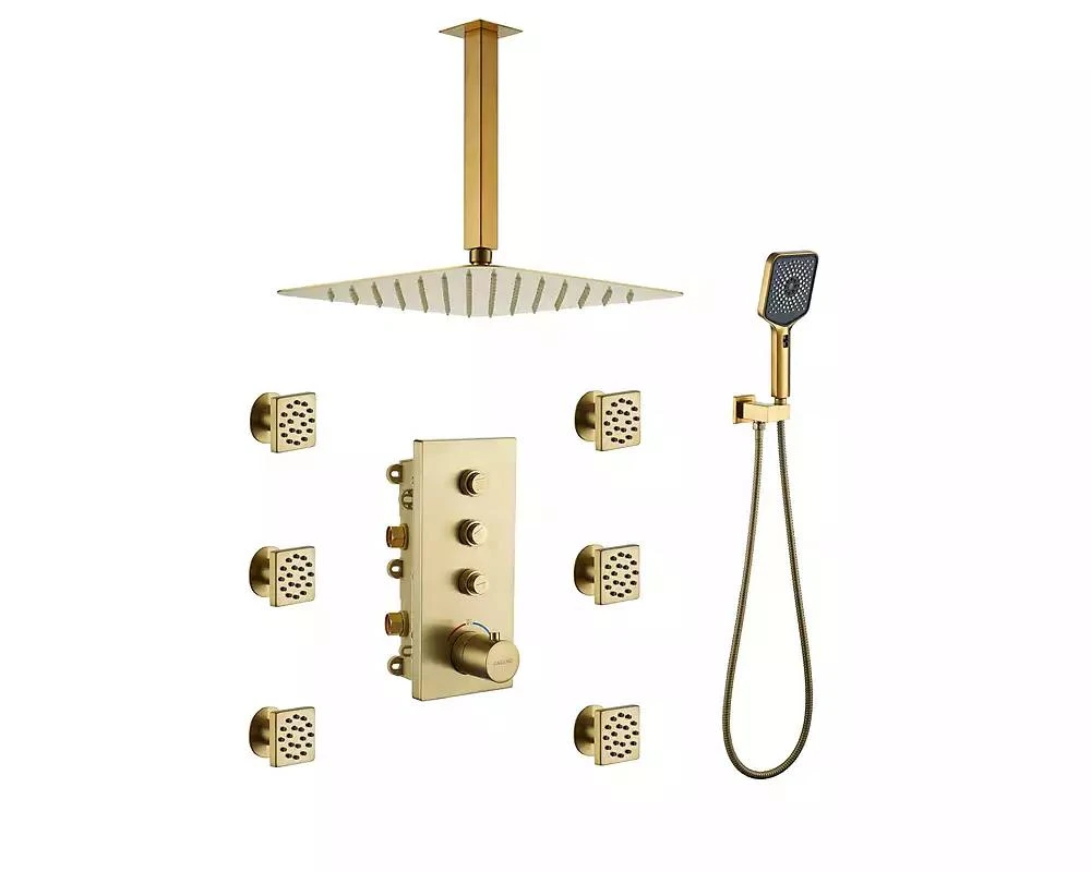 CASAINC 3 Functions 12 Inch Ceiling Mounted Thermostatic Shower System