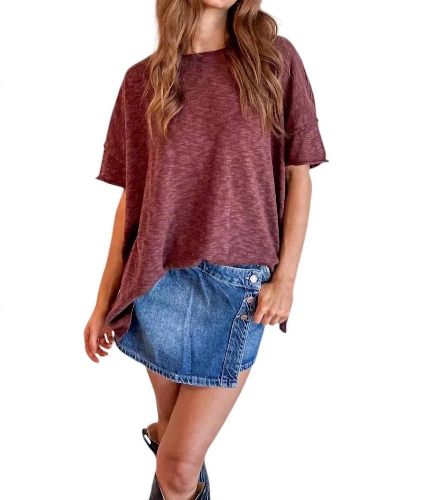 Sky to Moon Dani Crew Neck Top In Brown 3