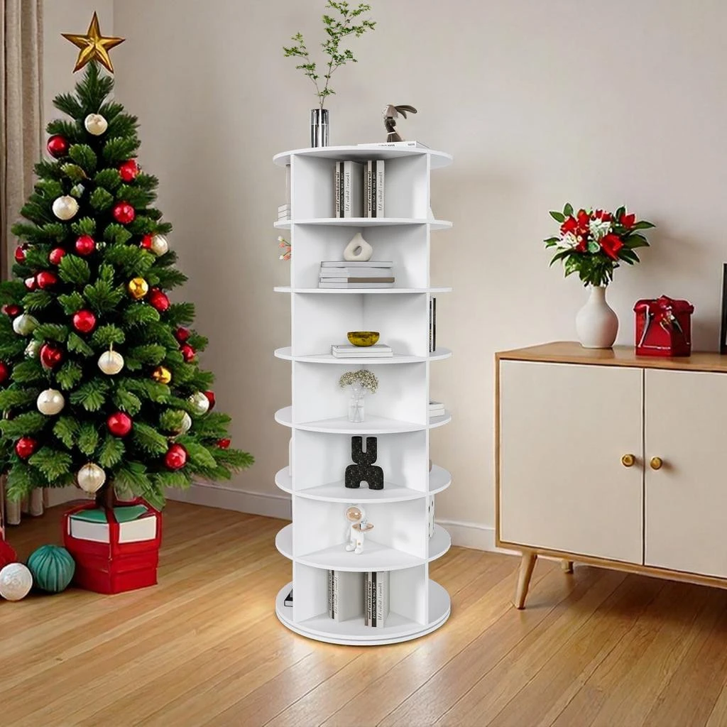 Streamdale Furniture Streamdale Rotating Shoe Rack Tower, 7-Tier Spinning Storage Organizer (White) 2