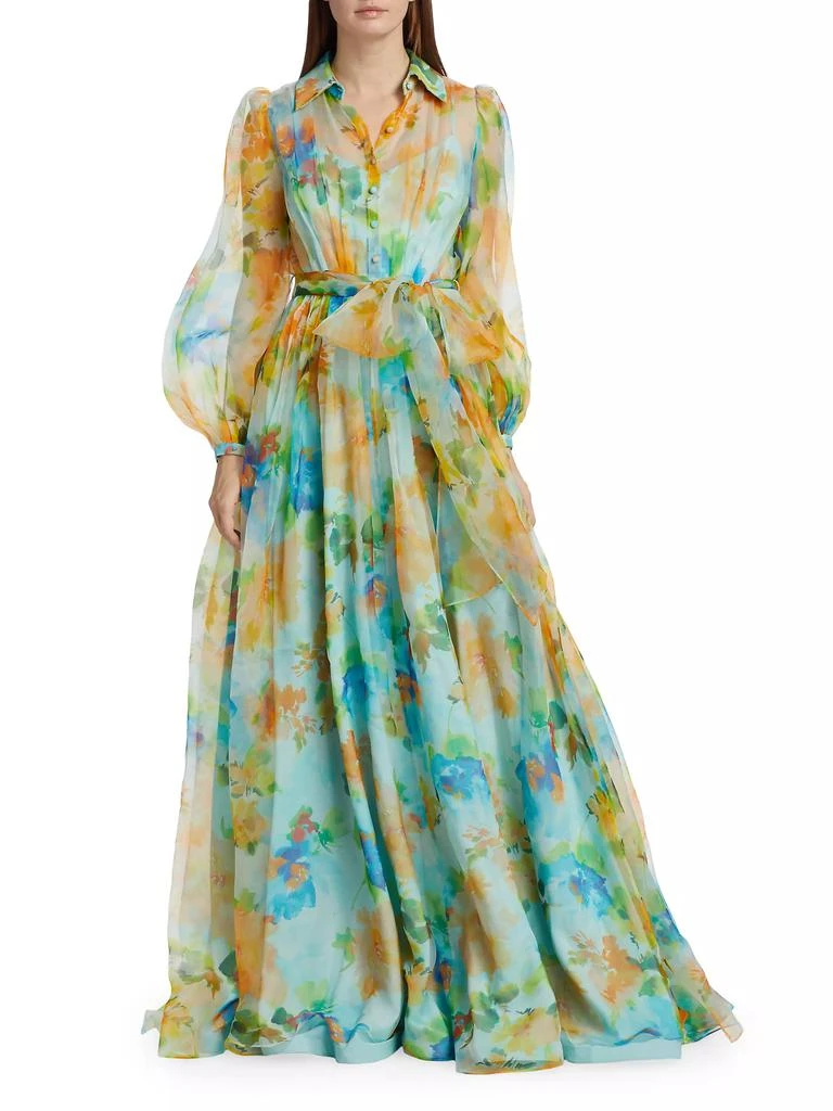 Badgley Mischka Belted Silk Organza Gown 3