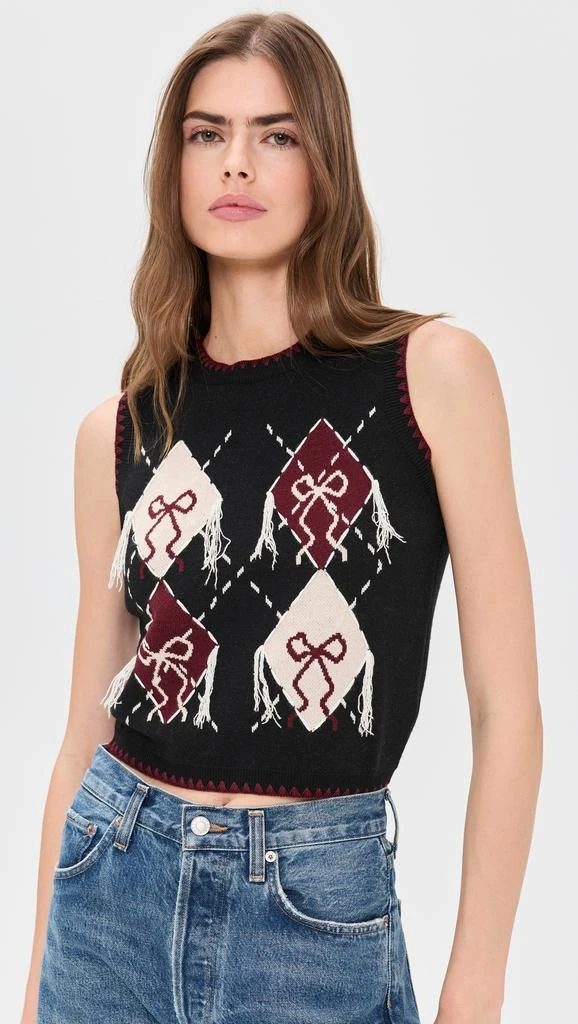 Another Girl Bow Argyle Knitted Tank 6