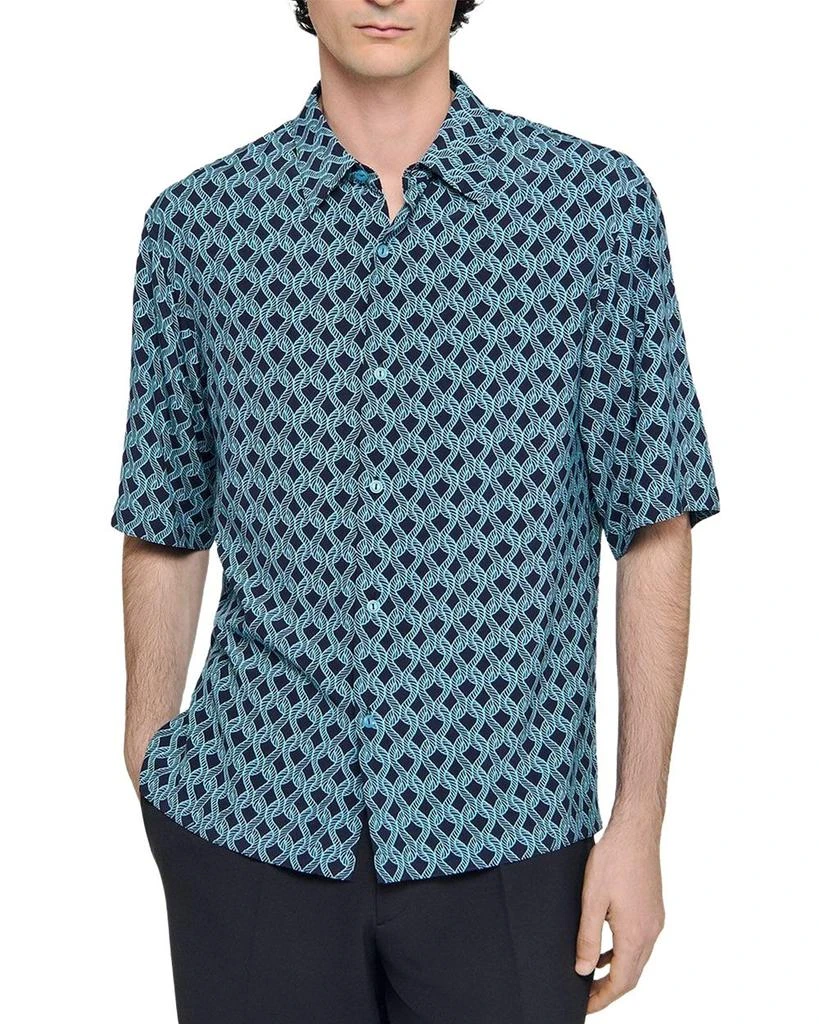 Sandro Printed Short Sleeve Shirt 1