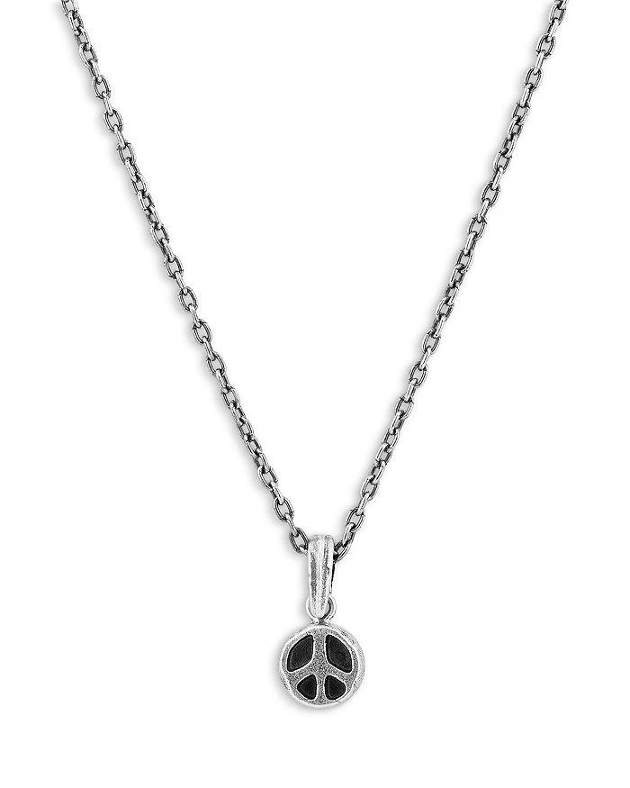 John Varvatos Men
s Sterling Silver Artisan Peace Sign Pendant Necklace, 24"