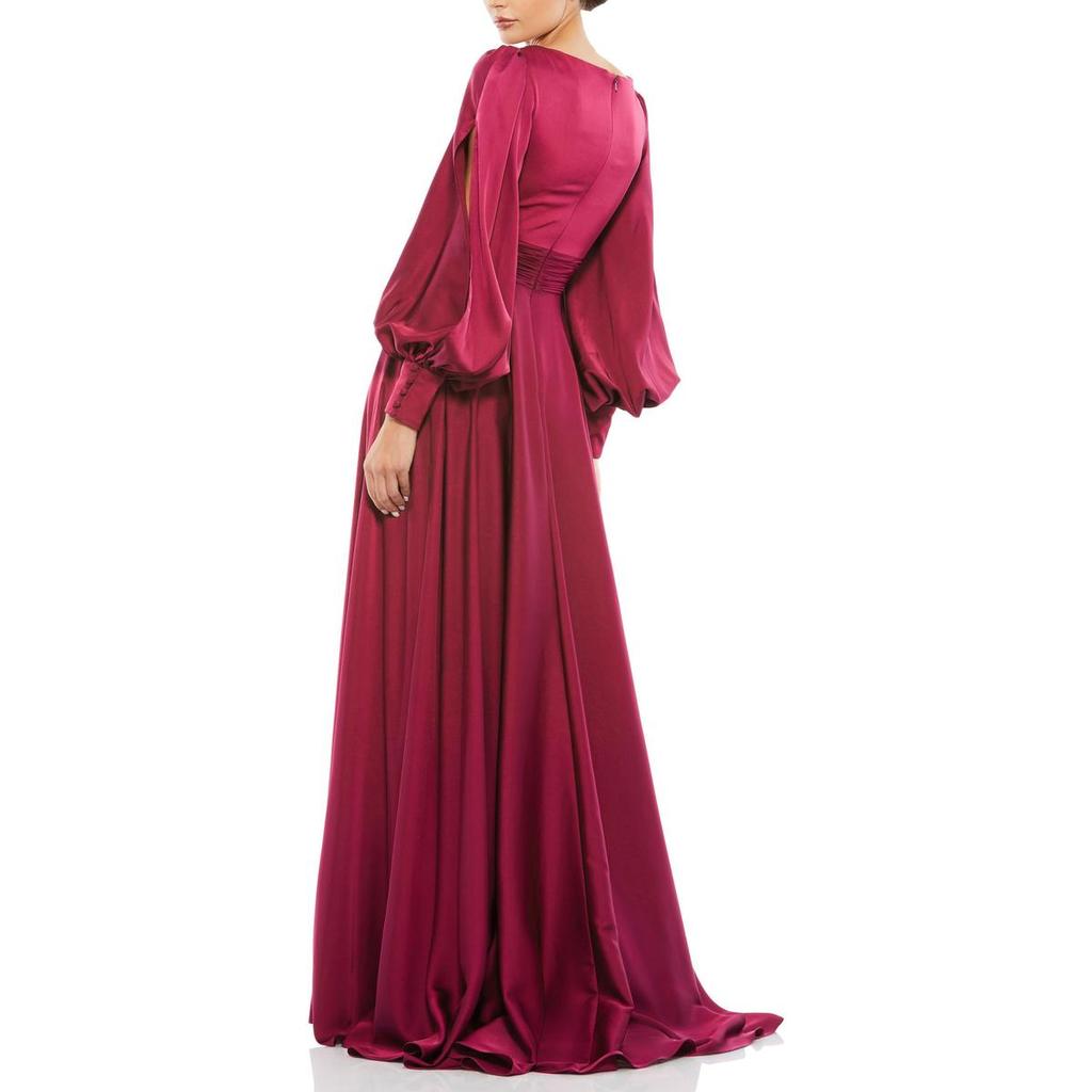 Mac Duggal Womens Satin Pleated Evening Dress