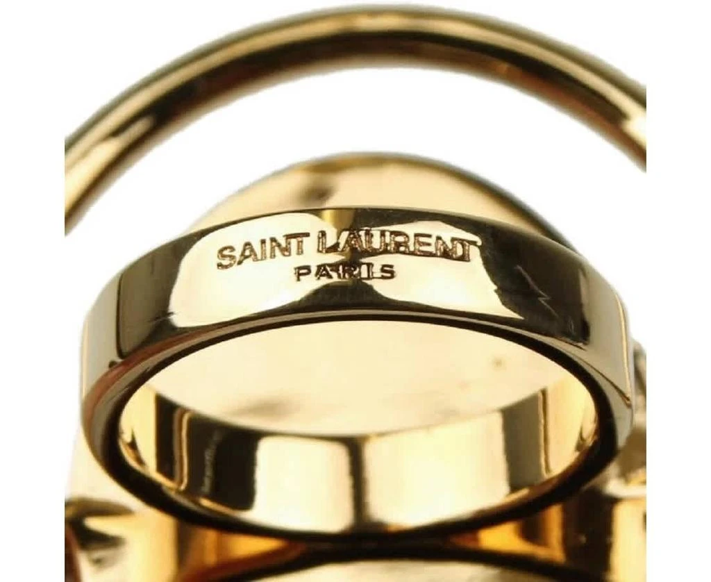 Yves Saint Laurent Women
s Center Brass Metal Rope Oval Ring 4