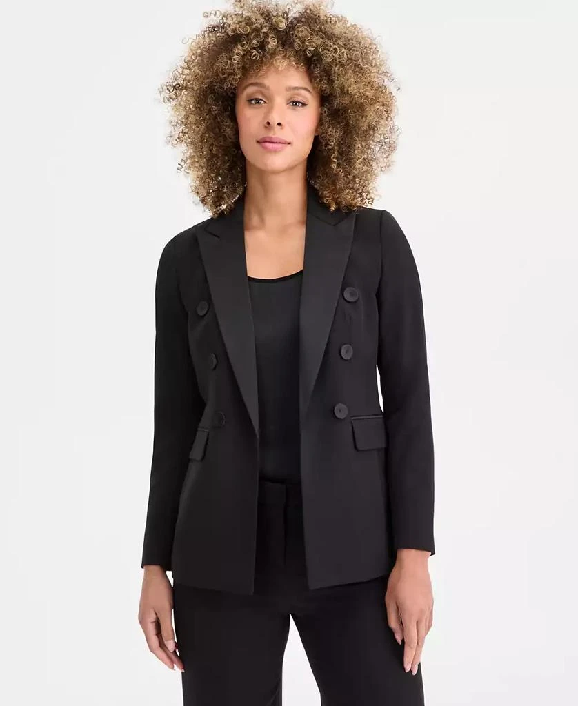Anne Klein Women's Peak-Lapel Open-Front Blazer - Anne Black - Size L Anne Klein Women's Peak-Lapel Open-Front Blazer - Anne Black - Size L