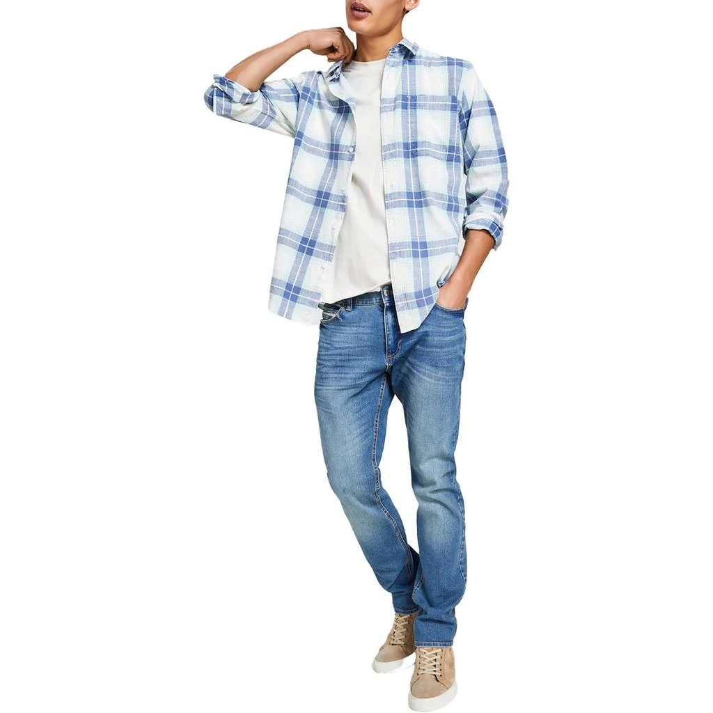 Sun + Stone Mens Plaid Cotton Button-Down Shirt 3