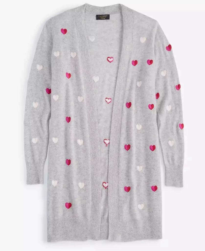 Charter Club Women's Cashmere Heart-Embroidered Long Open Cardigan, Created for Macy's 3