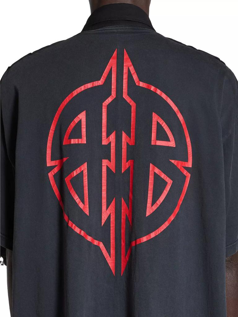 Balenciaga Metal BB Stencil Hybrid Short Sleeve Shirt - Free