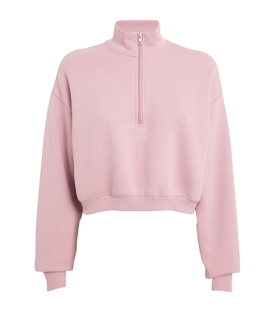 SKIMS Fleece Cropped Half-Zip Sweater 1