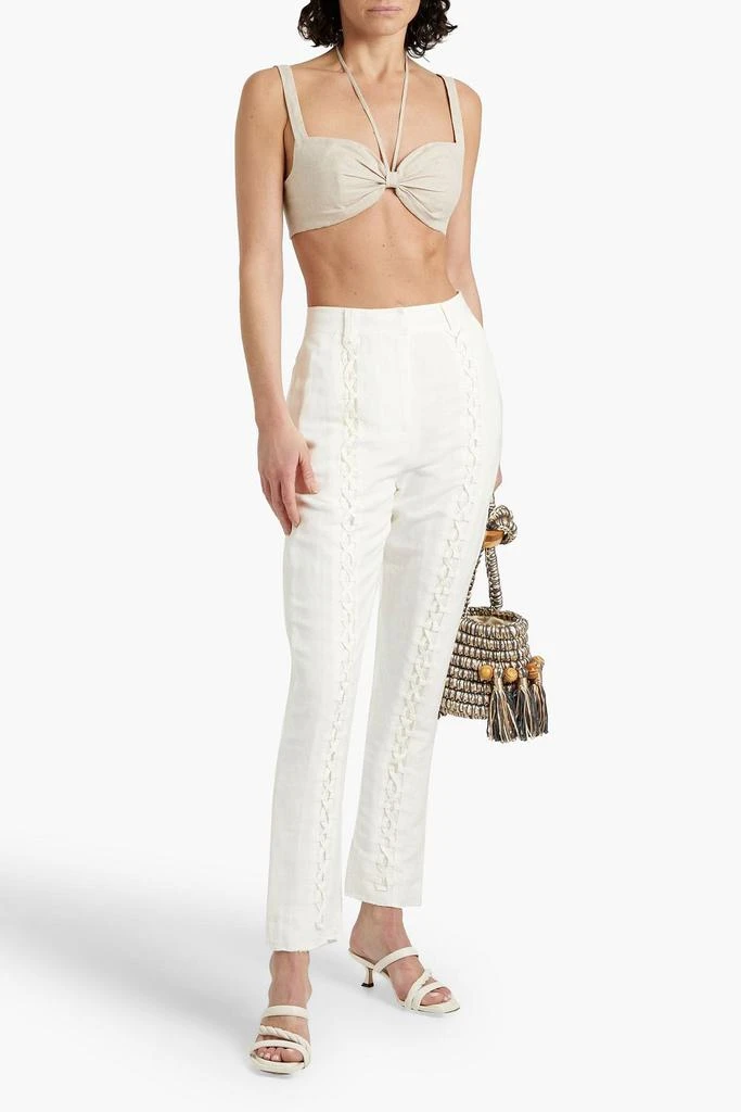 Aje Impressionist lace-up linen-bend slim-leg pants 2