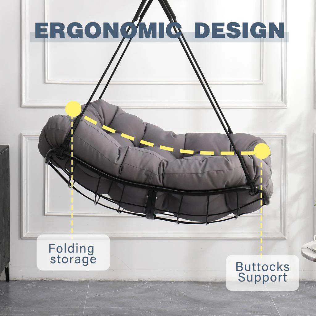 Streamdale Furniture Streamdale Hammock Chair Swing with Cushion - Gray 6