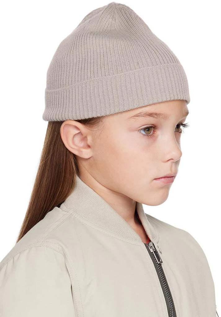 Rick Owens Kids Off-White Rib Knit Beanie 2