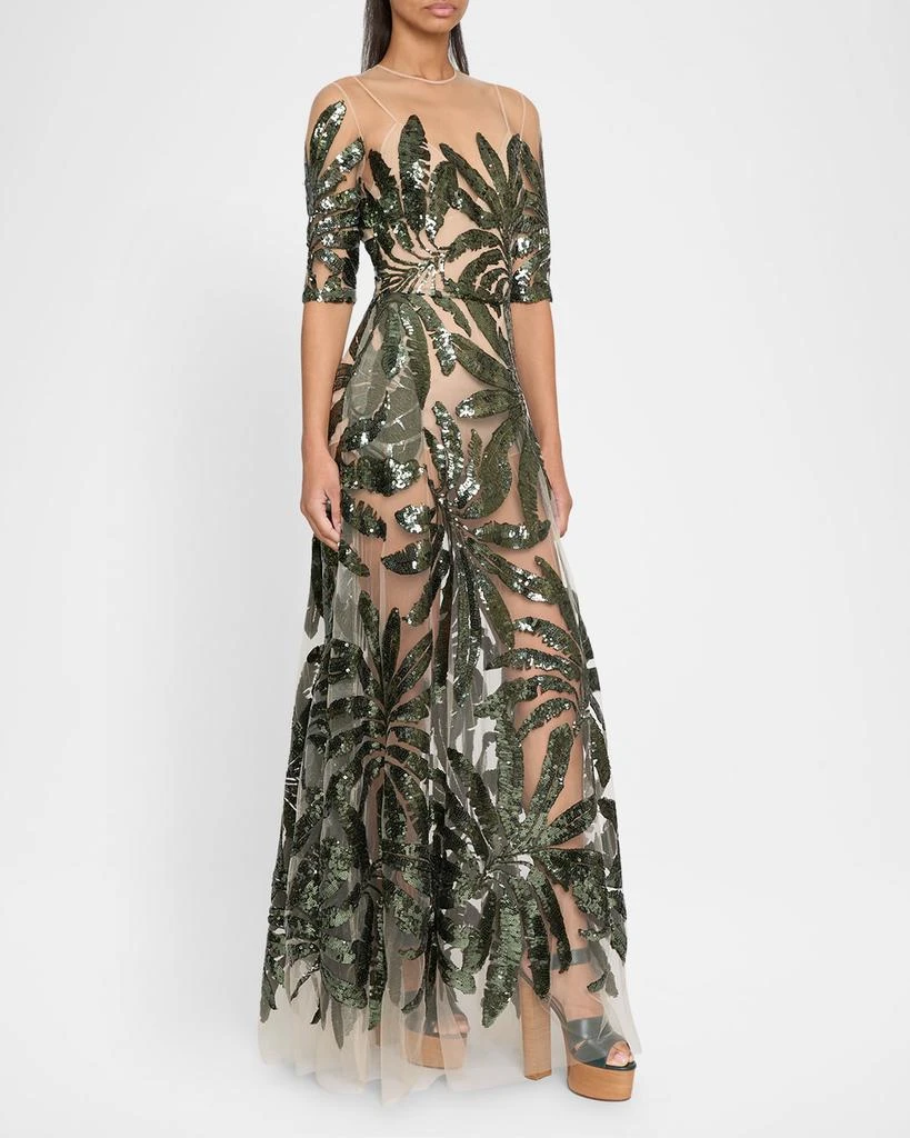Elie Saab Embroidered Tulle Illusion Gown 4