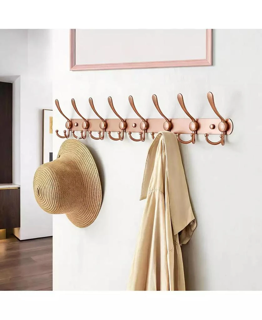 YIGII Heavy Duty 29.5" Long 8-Triple Hooks Coat Rack, Rose Gold 3