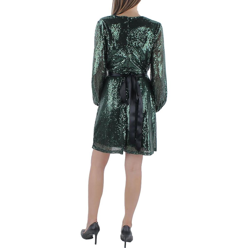Gabby Skye Womens Surplice Mini Wrap Dress