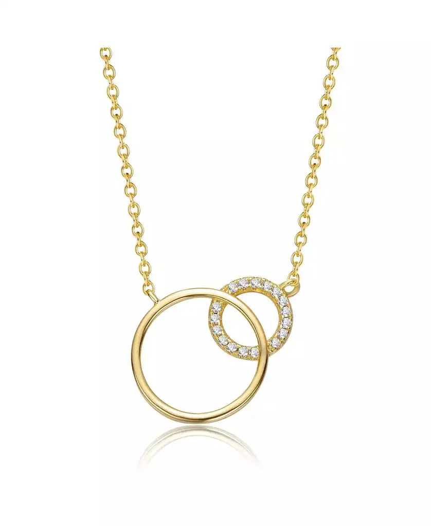 Rachel Glauber 14K Gold Plated Cubic Zirconia Entwined Triple Eternity Circle Necklace