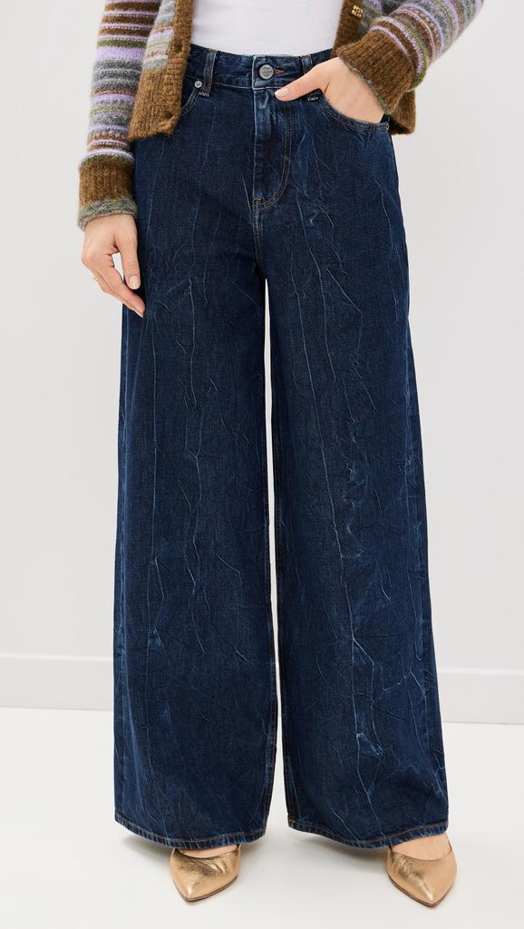 24AW【GANNI】Black Stretch Denim Wide-leg Jeans Ganni Black Stretch Denim Wide-leg Jeans - Pants - BeyondStyle