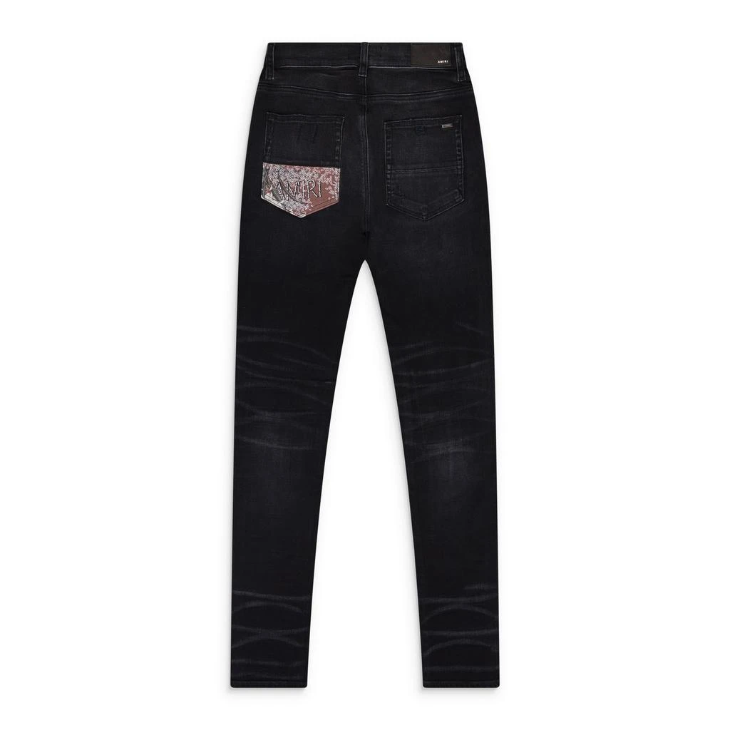 AMIRI AGED BLACK HIBISCUS ARTPATCH JEANS 2