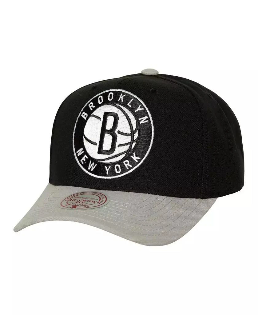 Mitchell 
Ness Men
s Black, Gray Brooklyn Nets Soul XL Logo Pro Crown Snapback Hat