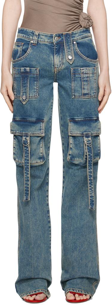 Blumarine Blue Cargo Pocket Jeans