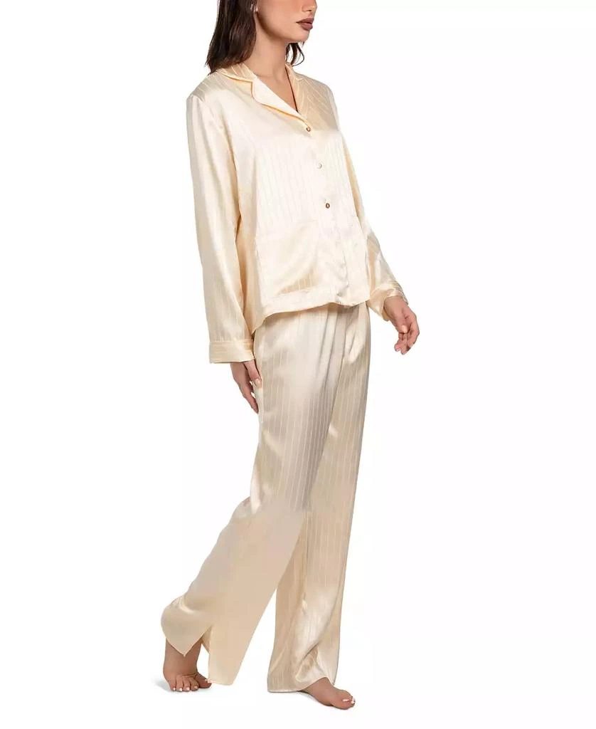 Linea Donatella Women's Satin Jacquard Striped Pajama Set 3
