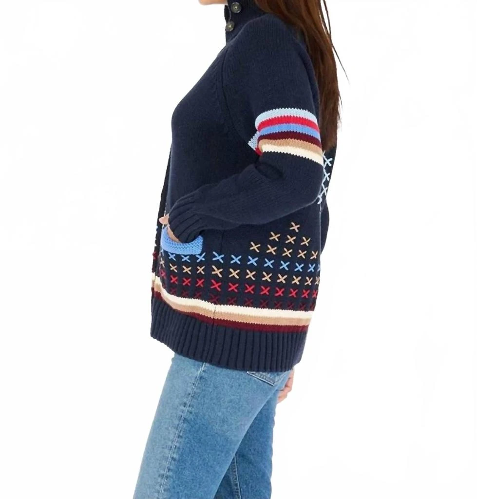 KERRI ROSENTHAL Imperfect Heart Cardigan In Indigo Blue 2