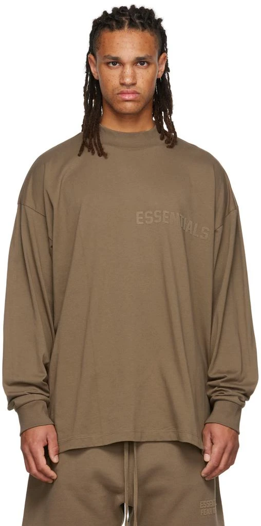 Fear of God ESSENTIALS Brown Flocked Long Sleeve T-Shirt 1