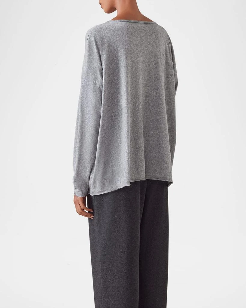 Eskandar Long Sleeve Double Edge Scoop Neck T-Shirt (Mid Plus Length) 3