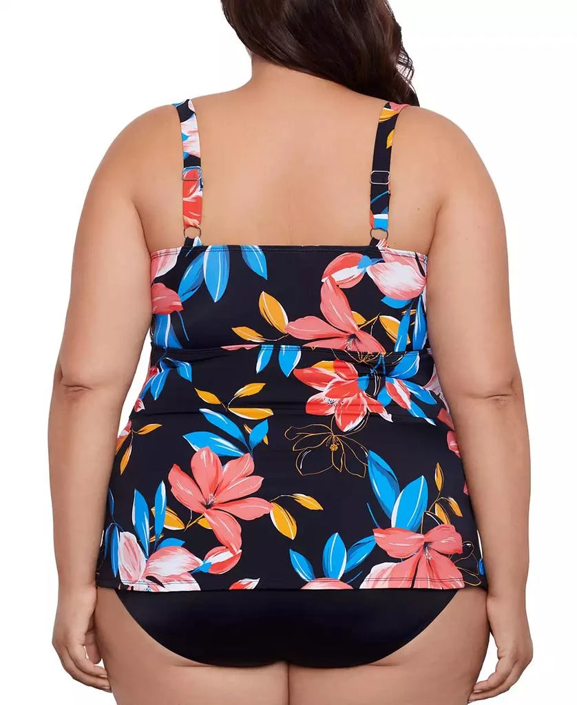 Swim Solutions Plus Size Tiered Floral-Print One Piece, Created for Macy's 2