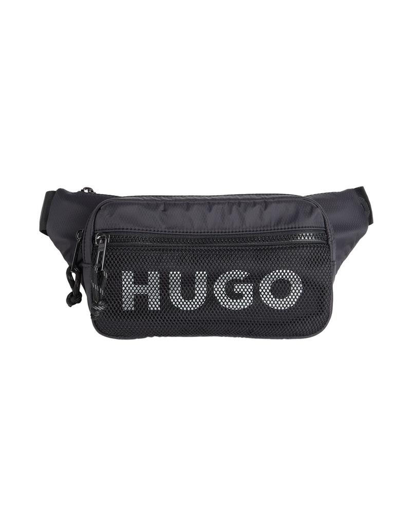 HUGO BOSS｜ (Matte-twill belt bag with double flap pocke HUGO - Matte-twill belt bag with double flap pockets - Black