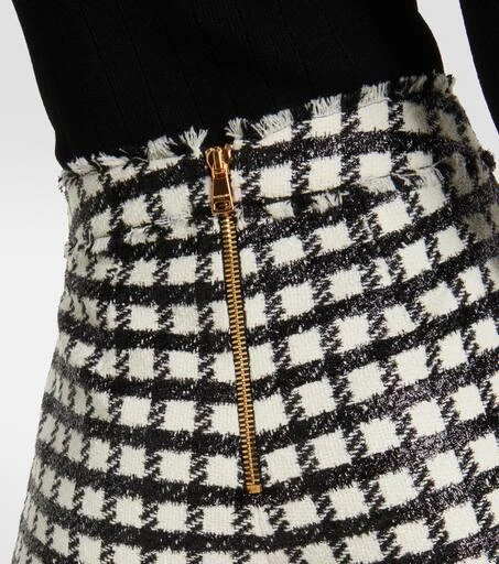 Balmain High-rise checked wool-blend shorts 5