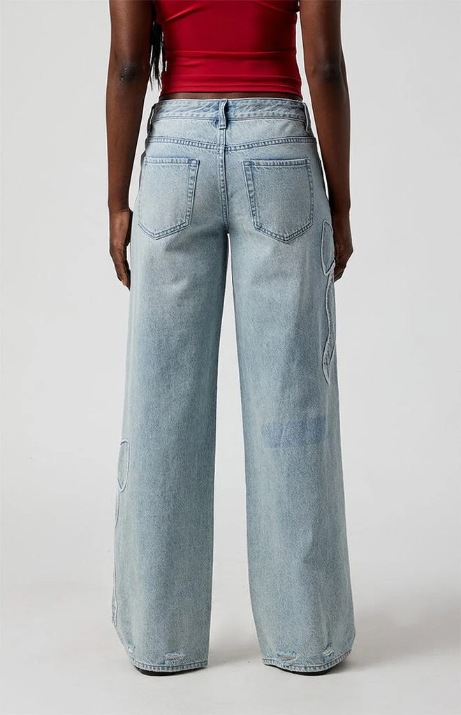 PacSun Casey Bow Low Rise Baggy Jeans Light Indigo 4