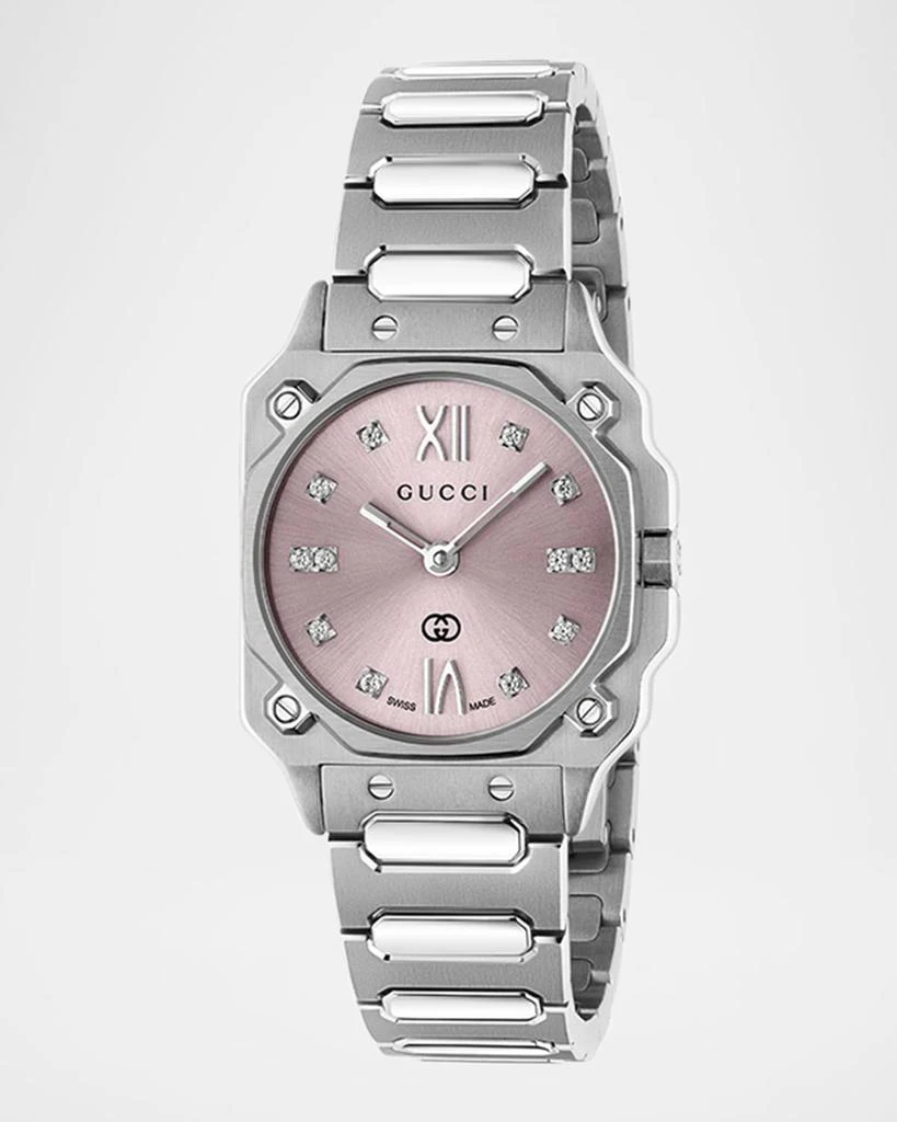 Gucci Stainless Steel G-Flat 24mm Bracelet Watch with Diamonds 1