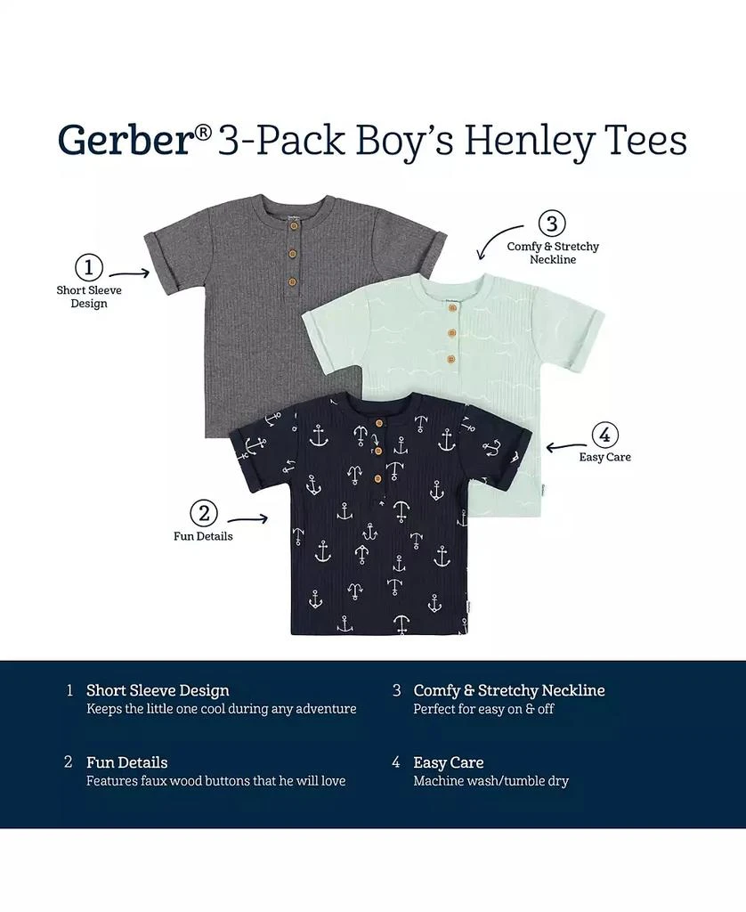 Gerber Toddler Boys Short Sleeve T-Shirts, 3 Pack 4