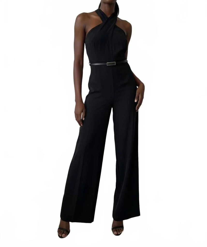 Aakaa Aurora Halter Jumpsuit In Black