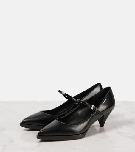 Prada Logo brushed leather Mary Jane pumps 4