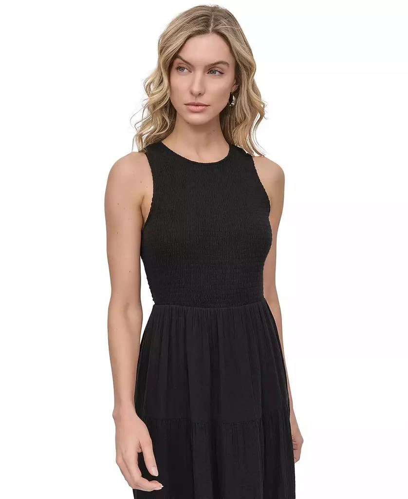 DKNY Women's Cotton Gauze Smocked-Bodice Maxi Dress 2