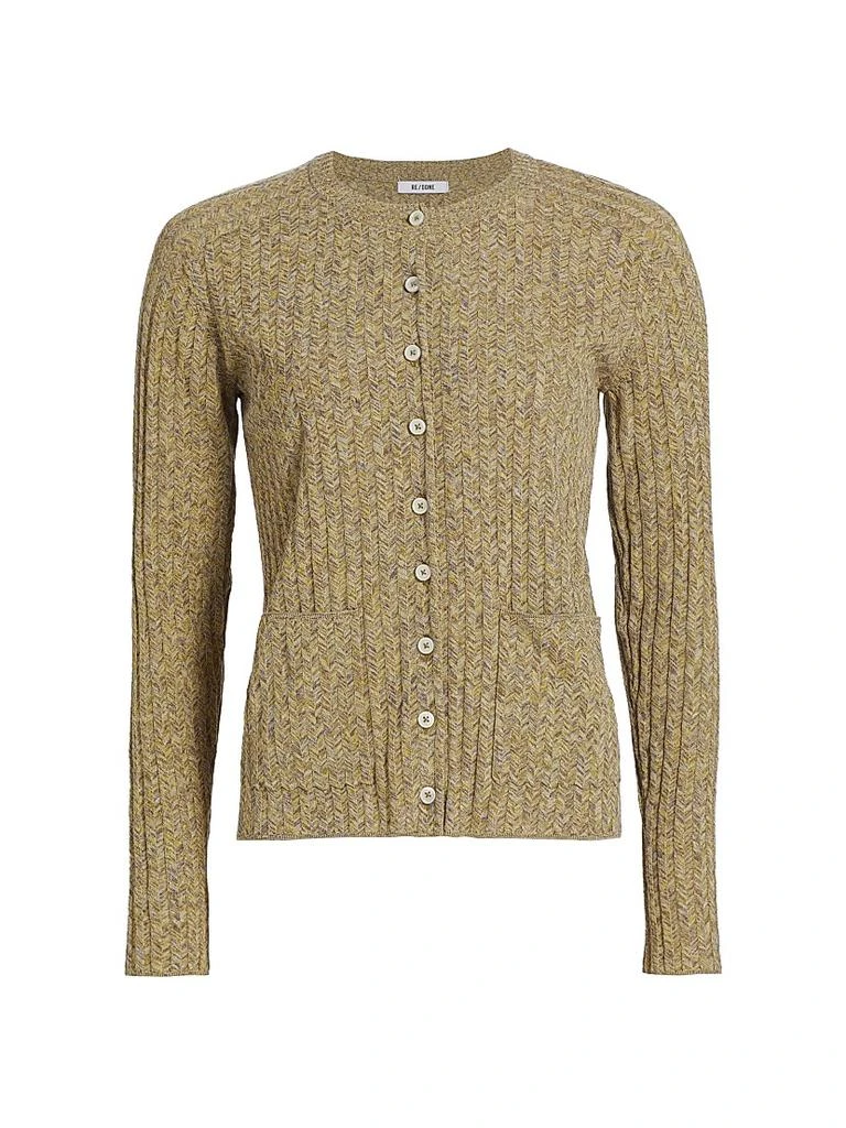 Re/Done Chevron Rib-Knit Cardigan 1