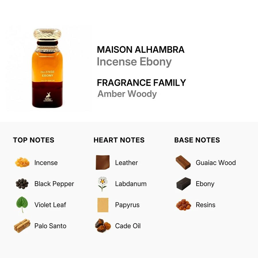 MAISON ALHAMBRA Unisex Incense Ebony EDP Spray 2.7 oz Fragrances 6290360599199 3