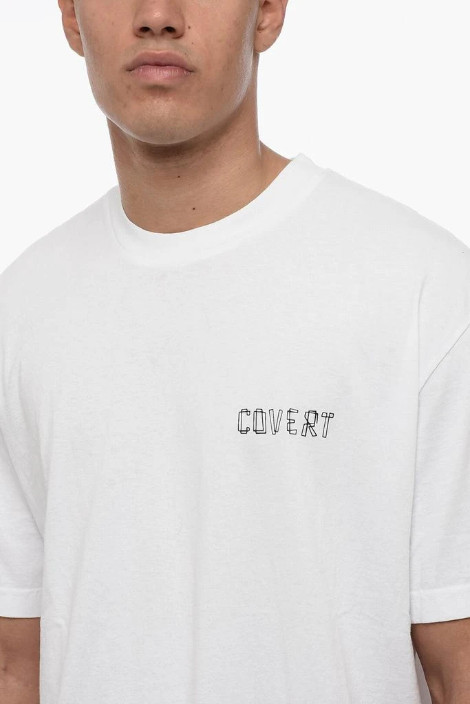 COVERT Solid Color Crew-neck T-Shirt with Printed Logo 3