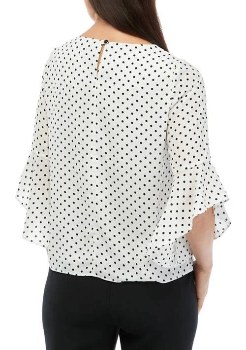 Kasper Womens Ruffle Sleeve Blouse 2