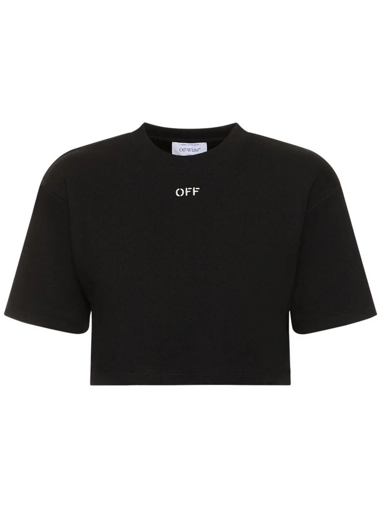 Off-White Logo Cotton Blend Cropped T-shirt